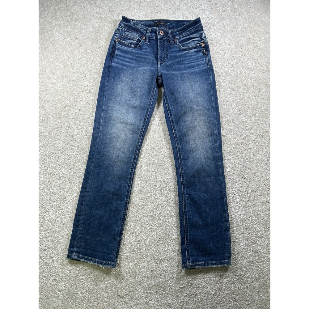 Silver Jeans Co Womens Size 24/23.5 Suki Capri Blue Denim Stretch‎